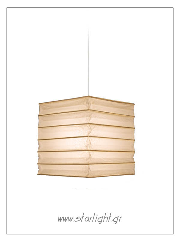 Square shaped pendant paper lantern.